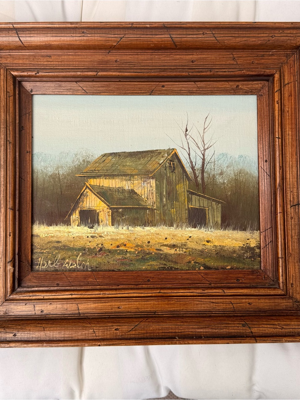 Rustic Yellow Barn Landscape Wall Art